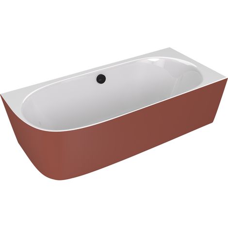 SUSSI R Baignoire d'angle sur pied en marbre coulé 160x70x50cm, blanc/marron mat (1/4)