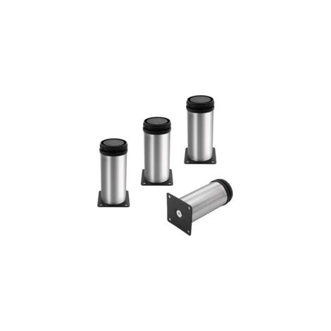 4 patas para muebles, patas para sofá, patas de mesa de metal, patas ajustables para muebles en acero inoxidable cepillado, patas de mesa de altura regulable, altura total 100 mm - Crezuo