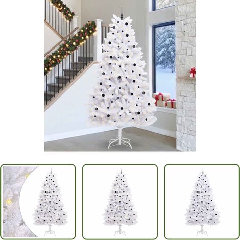 LED-Beleuchtung - Künstlicher klappbarer Weihnachtsbaum Weiß 300 cm PVC und Stahl (1/5)