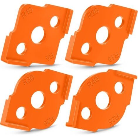 Gabarit de fraisage d'angle pour routeur, 4 pièces, gabarit de rayon, 8 rayons, gabarit de foret rond, dureté ABS, gabarit rapide CNC pour le travail du bois (orange)