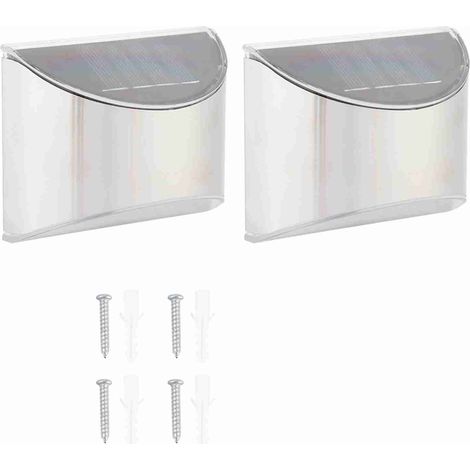 Lampes de sécurité solaires en acier inoxydable pour clôture extérieure - Applique murale à commande lumineuse pour marches (1/5)