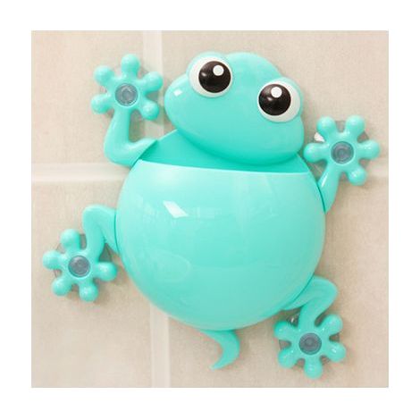 Niedlicher Zahnbürstenhalter in Froschform, selbstklebender Zahnbürstenhalter, Zahnbürstenorganizer fürs Badezimmer (blau) (1/5)