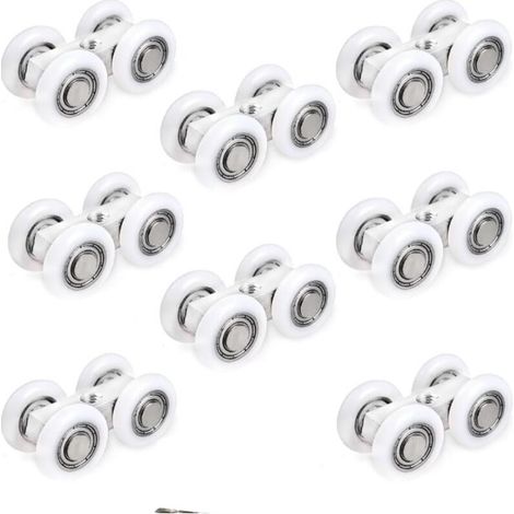 6,5 x 1,9 cm Schiebetürrollen – 8er-Set, Gummiräder für Dusch- und Schiebetüren (1/4)