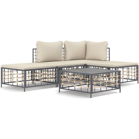 Maison Exclusive - 5-tlg. Garten-Lounge-Set mit Kissen Anthrazit (1/5)