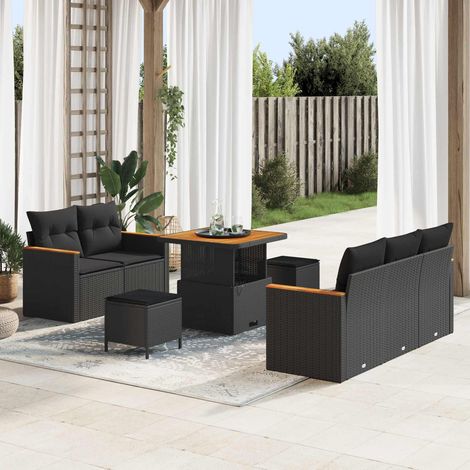 vidaXL Gartensofa-set 8 pcs Schwarz Poly-Rattan (1/5)