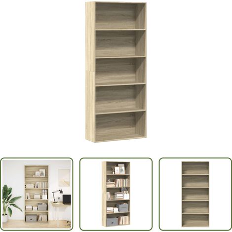 Holzregal - Bücherregal Sonoma-Eiche 80x30x189 cm Holzwerkstoff (1/5)