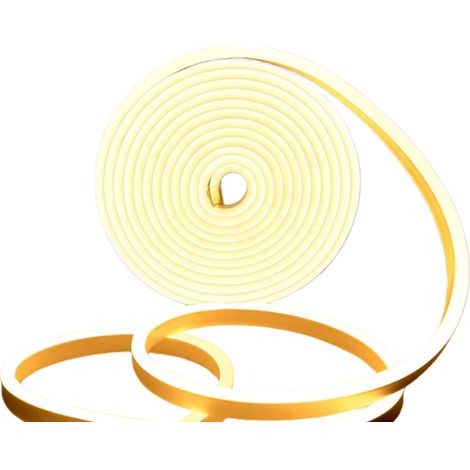 Bandeau LED néon – 5 m, blanc chaud Installation facile – Économe en énergie – Convient à une utilisation intérieure et extérieure