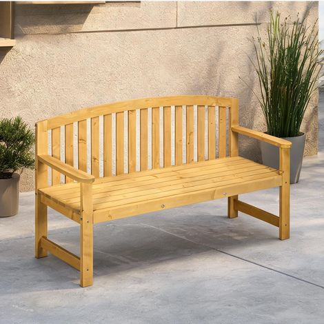 Banque de jardin 2 places en bois 140 cm Orange 143 x 51 x 85 cm (1/5)