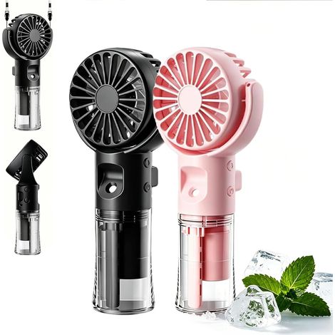 Mini Ventilateur Portable, Ventilateur Brumisateur, Ventilateur de Poche USB Rechargeable avec 4 Vitesses Réglables et Brume D'eau, Ventilateur Portable Silencieux pour Maison, Bureau, Voyage (B) (1/5)