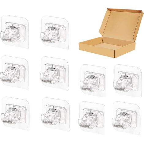 Support Pour Tringle À Rideau - Auto-Adhésif - Diamètre Max 3 cm - Charge 2 kg - Transparent - Lot De 10 (1/5)