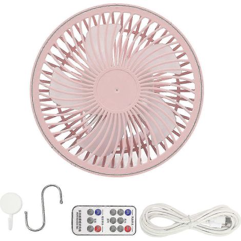 Ventilateur de camping avec télécommande, 3 niveaux de puissance, longue portée, grille dense, 2 crochets (1/5)