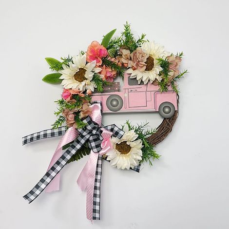 Guirlande De Feuilles - Décor De Noël Et Fêtes - Pour Porte Intérieure Extérieure - Idéal Pour Voiture Mariage Photo - 1 Pièce (1/5)