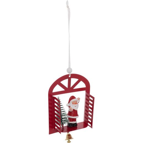 Decorazione da finestra a forma di albero di natale con babbo natale, pupazzo di neve e albero in metallo, 14 cm - Atmosphera créateur d'intérieur (1/5)