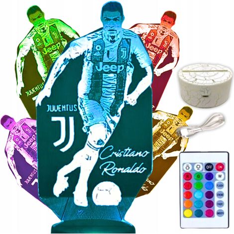 Lámpara de noche LED Cristiano Ronaldo CR7 Juventus para niños + Control remoto