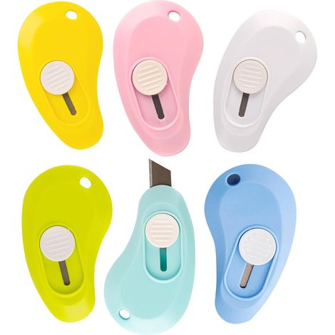 Lot de 6 Mini Couteau Artistique Télescopique pour Ouverture de Lettres et Découpe de Papier Accessoire de Papeterie et Bureau (1/5)