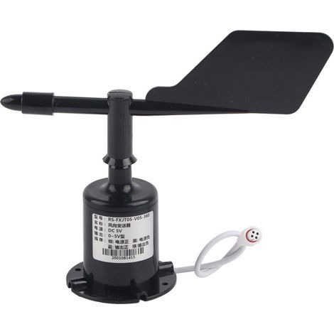 Transmetteur de vitesse du vent à 360 degrés, anémomètre, mesureur de vitesse du vent, instrument météorologique environnemental, 1-5V (alimentation 5V) (1/5)