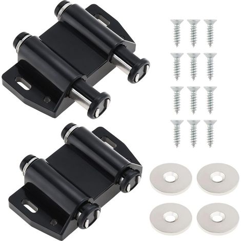 4 pièces Loquet magnétique à effleurement, 4 pièces Armoire Pousser pour ouvrir Double magnétique Verrous et loquets de porte (1/5)