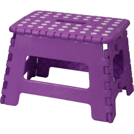 Escabeau Marchepied Pliable Plastique Violet - Hauteur 22cm (1/2)