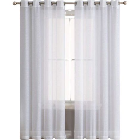 Ensemble de 2 Rideaux en Voile 134x160cm - Double Panneau en Tulle avec Oeillets - Draperies Modernes et Douces pour Décoration Blanche (1/5)