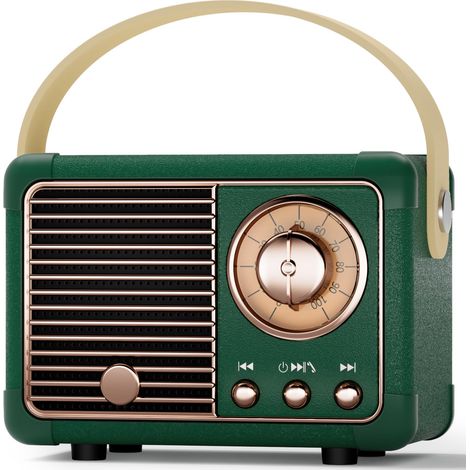 Enceinte Bluetooth Vintage Enceinte Connectée Cadeau Femme Cadeau Ado Garçon Cadeau d'Anniversaire Rétro Enceinte Portable Bluetooth pour Déco Intérieur, Deco Chambre Cuisine Salon boutique (Vert) (1/5)