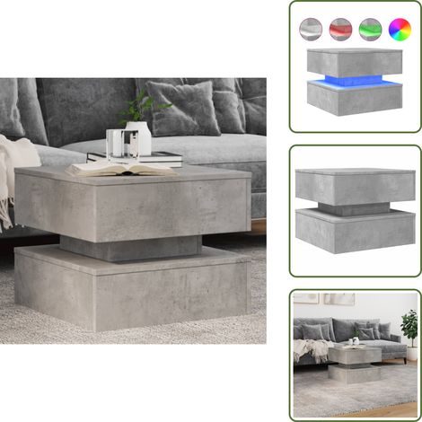 The Living Store Table basse avec lumières LED gris béton 50x50x40 cm - Table Basse Design - Table Basse Led - Table Basse Moderne - Meuble Salon - Table D'appoint (1/5)