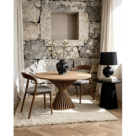 Silla de comedor 51,5x53x80,5 cm de madera de fresno nogal/crudo, asiento acolchado – MEUBLIV (1/5)