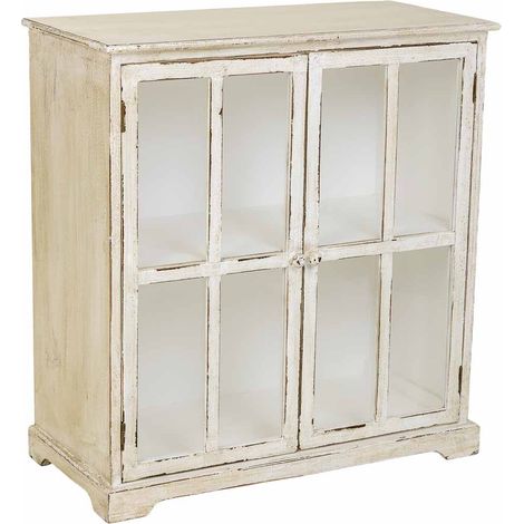 Vitrina de madera beige 80x38x85h cm