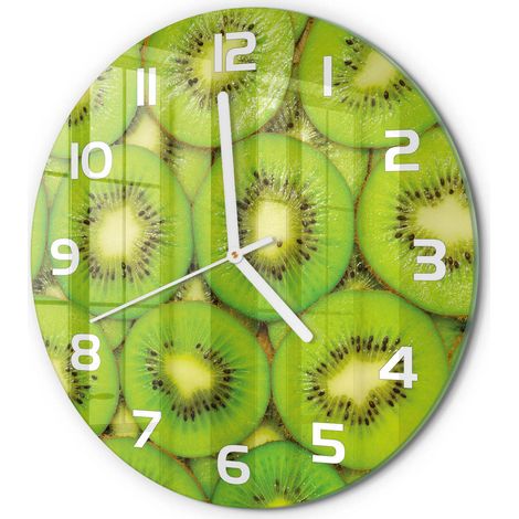 Horloge Murale Ronde Quartz Verre Trempé Design Moderne Salon Chambre Bureau Kiwi fi 30 cm (1/5)