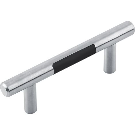 Poignée de meuble cuisine et placard en acier inoxydable finition brossée 10mm diamètre 100mm avec 2 vis (1/2)