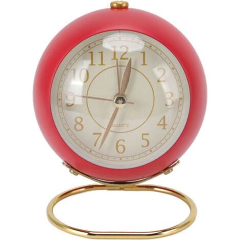 Réveil rétro silencieux, décoratif, Base ronde, petit réveil à Quartz avec veilleuse d'ambiance pour chambre à coucher (1/4)