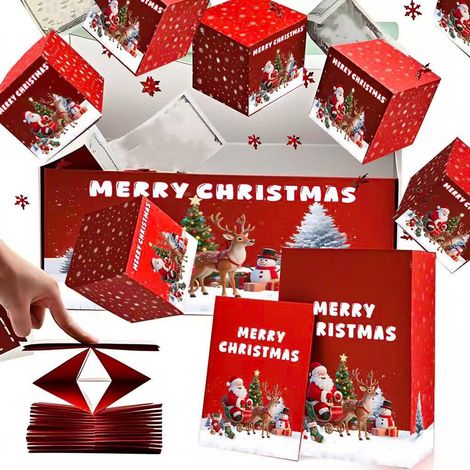 Boîte Surprise De Noël - Boîte À Explosion Rouge Pour Argent Ou Petit Cadeau - Format Pliant Et Rebondissant - Lot De 12 (1/5)