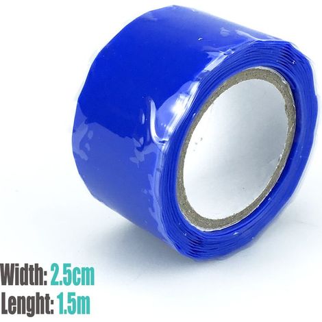 1,5 mètre bleu Ruban adhésif en caoutchouc silicone résistant aux hautes tensions et aux hautes/basses températures, ruban isolant auto-adhésif et auto-fondant, ruban auto-adhésif pour dissipation de (1/5)