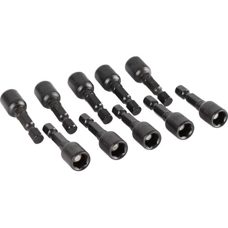 Lot de 10 douilles hexagonales noires avec embouts de tournevis électriques magnétiques puissants, 45 x 8 mm (1/5)