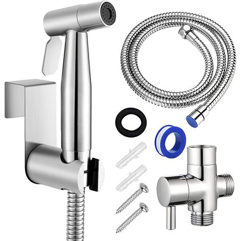 Nettoyant pour Couches en Tissu de Salle de Bain Ensemble de Pulvérisateur de Bidet à Main Douchette WC Kit Complet, Douchette Toilette, Pomme de Douche Toilette avec Tuyau (1/5)