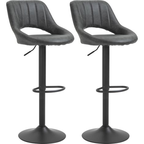Lot de 2 tabourets de bar BRADLEY gris (1/5)