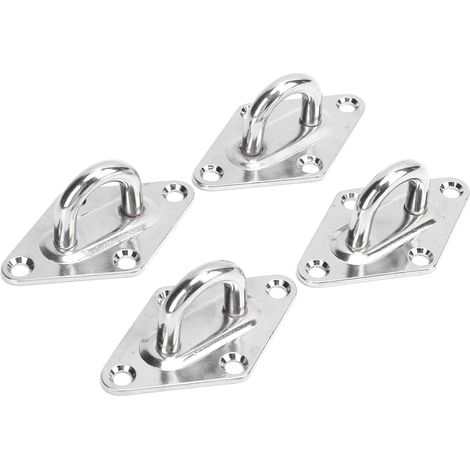 Lot de 4 crochets de plafond en forme de diamant avec œillet de 8 mm, agrafes et boucles, pour accessoires nautiques et de yachts. (1/5)