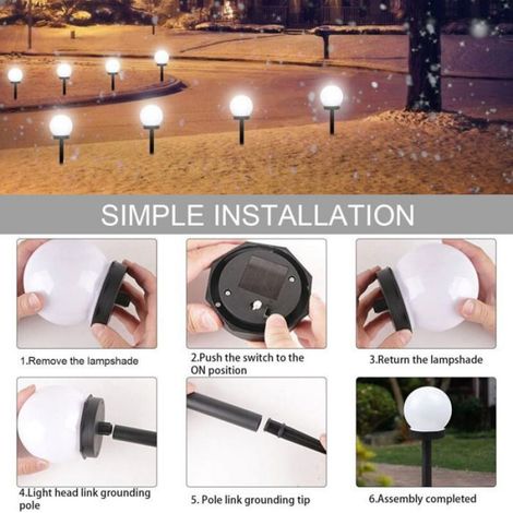Lampe LED - Solaire Ronde - Pour Jardin Extérieur - Étanche IP65 - 6 Pièces (1/4)