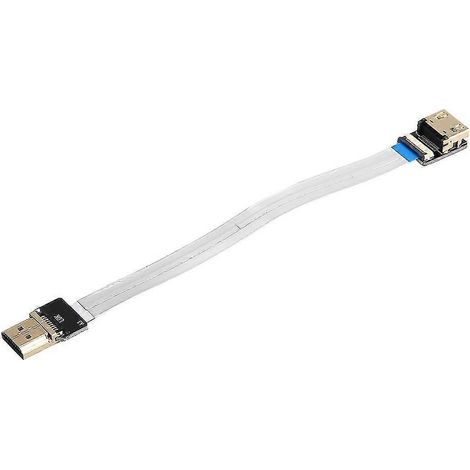 Connecteur HDMI standard, adaptateur flexible 90 A3 plat mâle vers A4 femelle (15 cm). (1/5)