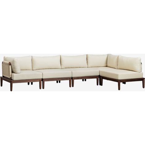 SKLUM Giulia 5-teiliges modulares Ecksofa aus Akazie Creme-Beige                                  
