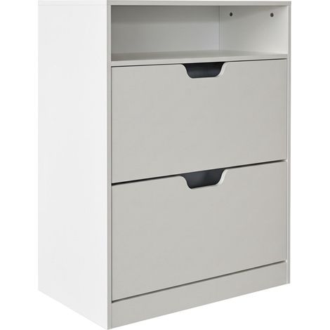 Ausklappbarer Schuhschrank mit offenem Regalfach