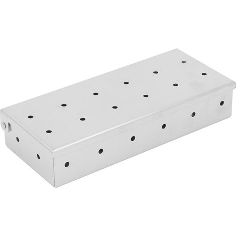 Coffret Fumeur en Acier Inoxydable pour Copeaux de Bois, Boîte à Fumer BBQ avec Couvercle Ventilé, Accessoire de Gril à Charnière pour Saveur Fumée (1/5)