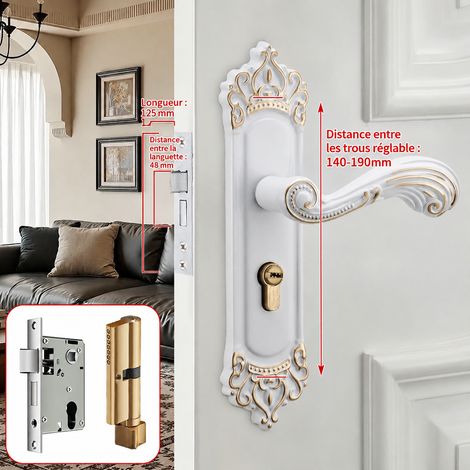 Serrure à poignée blanche réglable avec corps 125/48 pour porte intérieure blanc 125 48 2 kg – Livraison gratuite