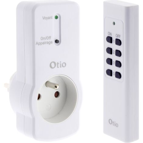 Zenitech – Prise télécommandée 25m – Puissance 1000W – Alimentation 230V – Fréquence 433,92 MHz – Design blanc discret