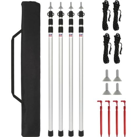 SWANEW Pali per tenda Pali per tenda in alluminio. pali da campeggio telescopici leggeri e regolabili per escursioni. 88cm-234cm 4X (1/5)