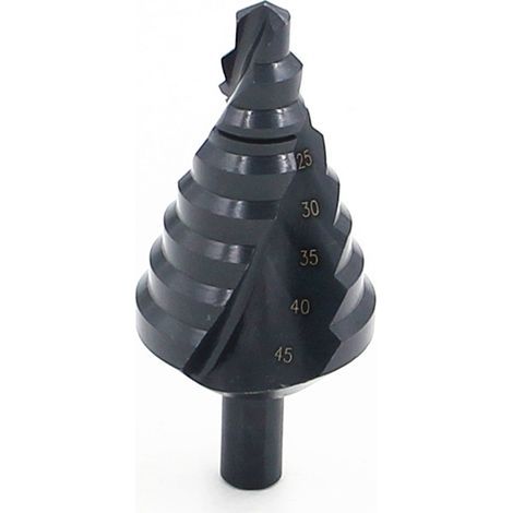 HSS-Spiralstufenbohrer, konischer Dreiecksbohrer aus Titan für dünne Stahlbleche, 10–45 mm (1/5)