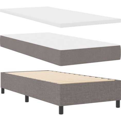 Cama con Somier de con Colchón y Banco Taupe 90x200 cm Tela vidaXL (1/5)