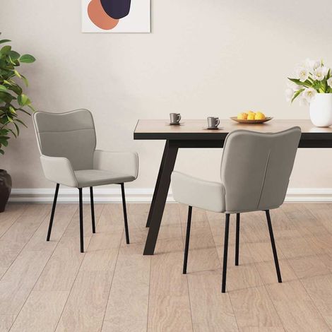 vidaXL Sillas de comedor 2 unidades terciopelo gris claro (1/5)