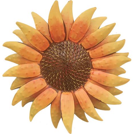 Décoration Murale Tournesol - En Fer - Diamètre 31 cm - Épaisseur 2 cm - Jaune et Brun - 1 Pièce (1/5)