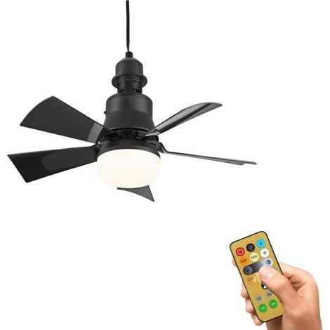 Leiser Deckenventilator mit Beleuchtung und Fernbedienung, 3 Geschwindigkeitsstufen, schwarz (1/4)
