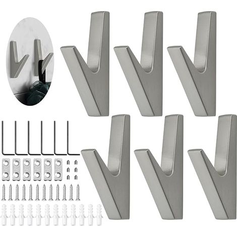 portes manteau mural crochet porte manteau mural crochet mural vis invisibles portes manteau mural sans percage pour salle de bain chambre porte placard argent mat (1/5)